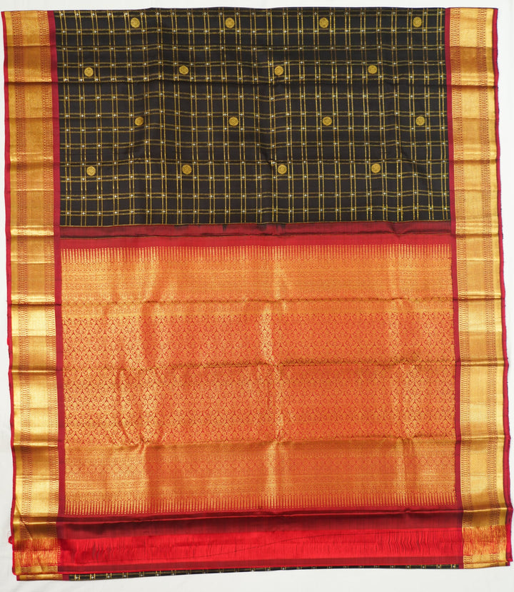 Black Kanchi Pattu Zari Checks Handwoven Saree