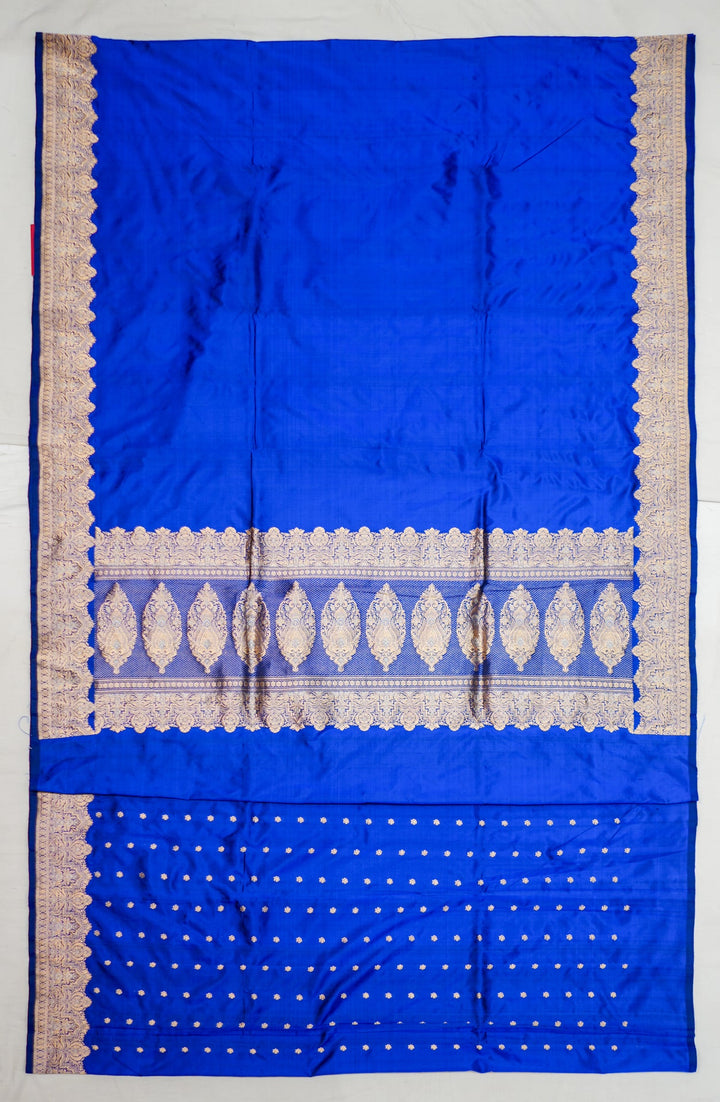 Neerus Blue Banarasi woven saree - detail view 1