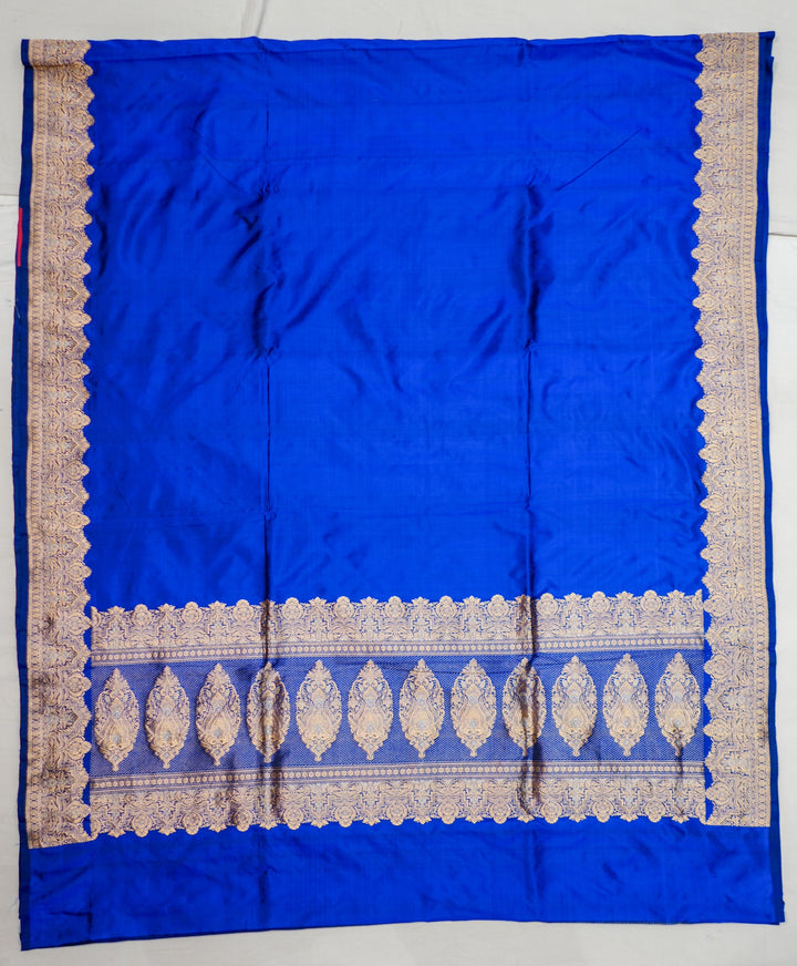 Neerus Blue Banarasi woven saree - front view