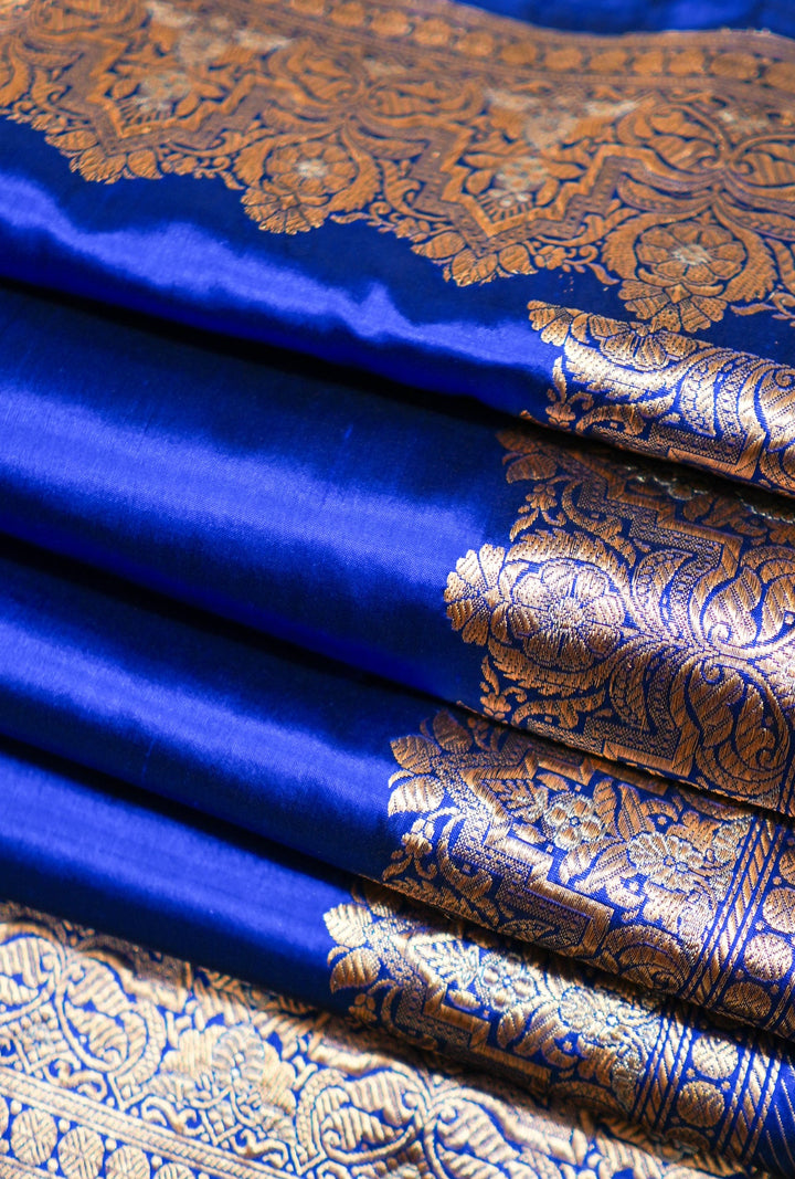 Neerus Blue Banarasi woven saree - detail view 3