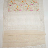Cream Pure Handloom Tussar Saree With All Over MultiColour Birds