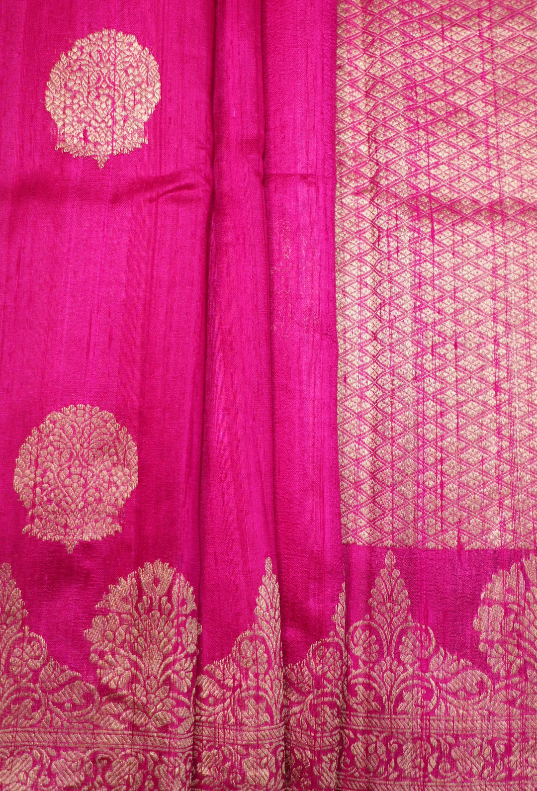 Neerus Pink silk woven saree with contrast blouse - detail view 2