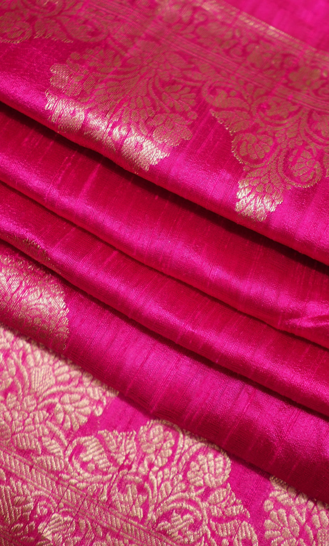 Neerus Pink silk woven saree with contrast blouse - detail view 3