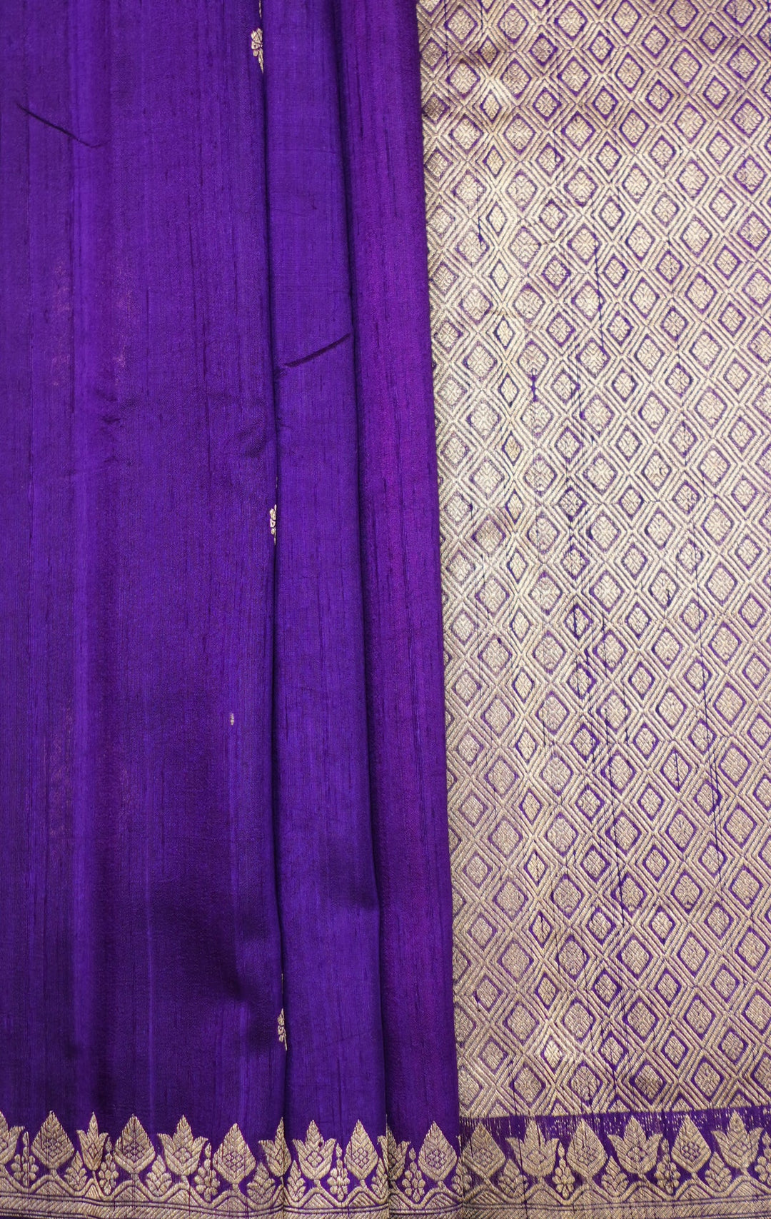 Neerus Purple silk woven saree with contrast blouse - detail view 2