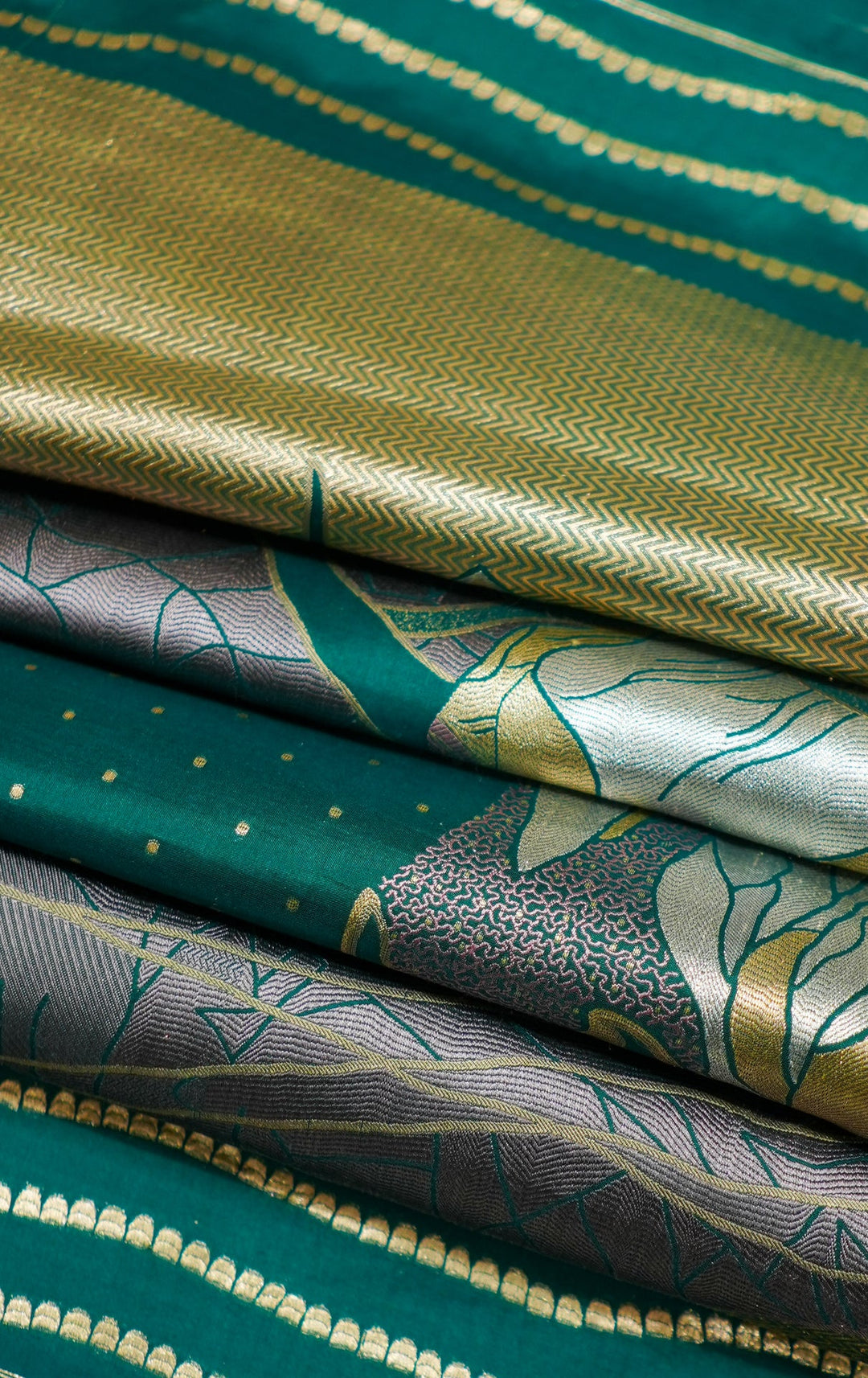 Neerus Green Banarasi silk woven saree - detail view 2