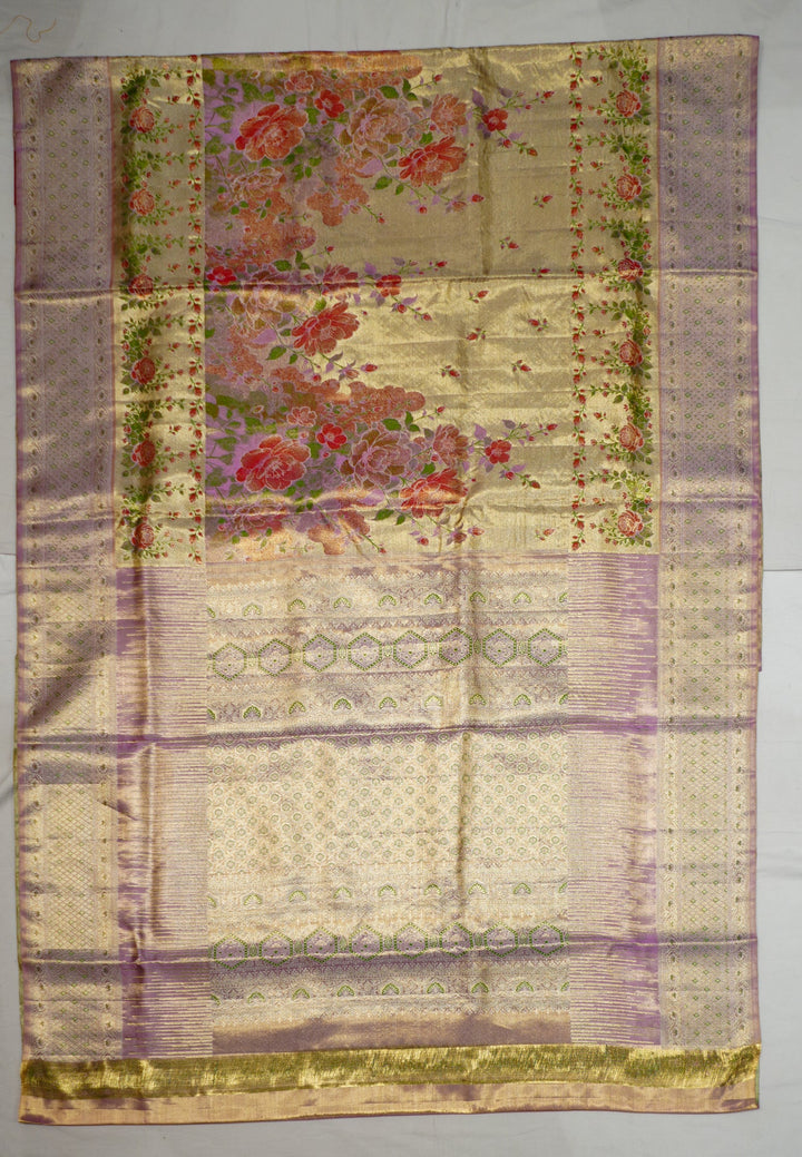 Neerus Gold Pattu Silk woven Kanchi saree - detail view 1