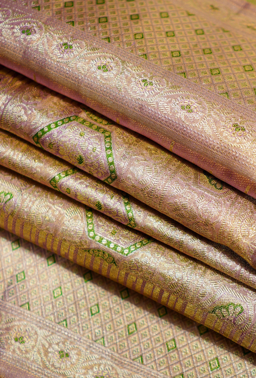 Neerus Gold Pattu Silk woven Kanchi saree - detail view 3
