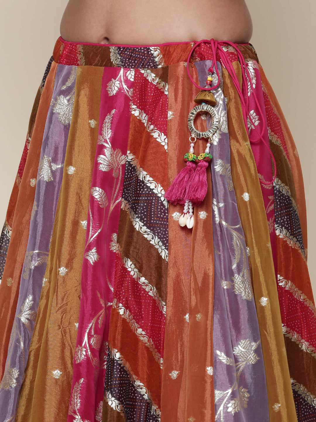 Neerus Multi organza embroidered lehenga set - detail view 5