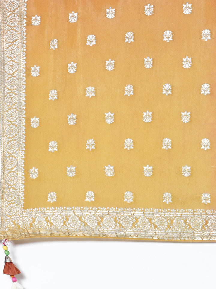 Organza multi color embroidered Three piece ghagra set