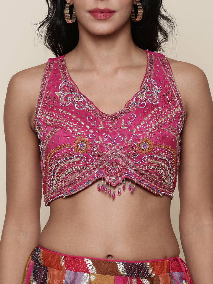 Organza multi color embroidered Three piece ghagra set