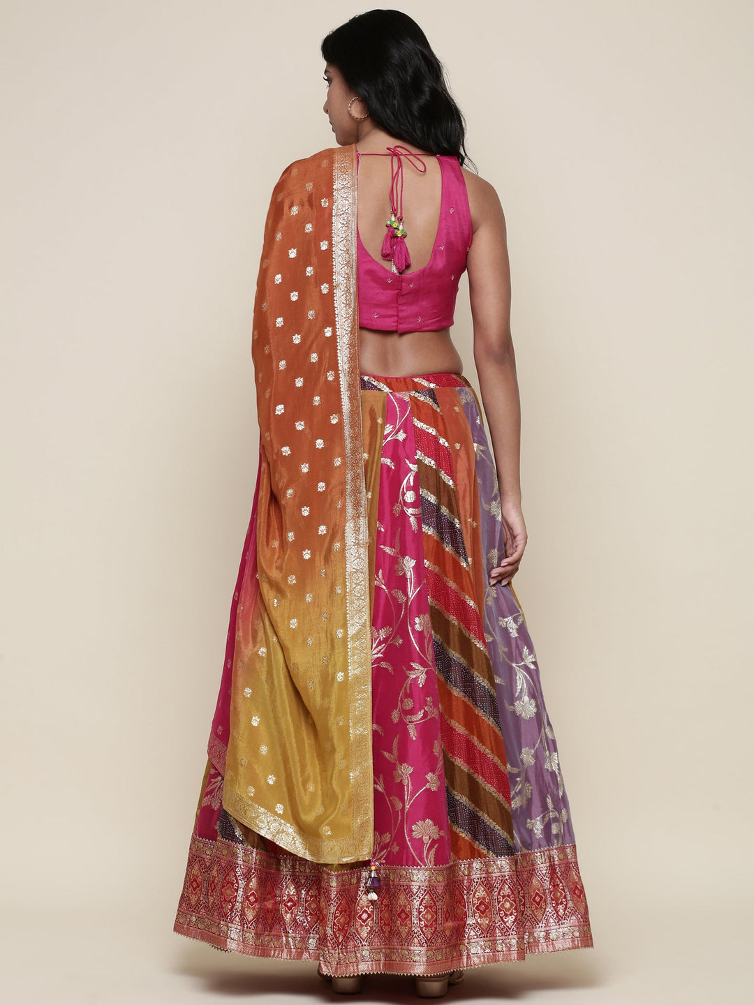 Neerus Multi organza embroidered lehenga set - detail view 1