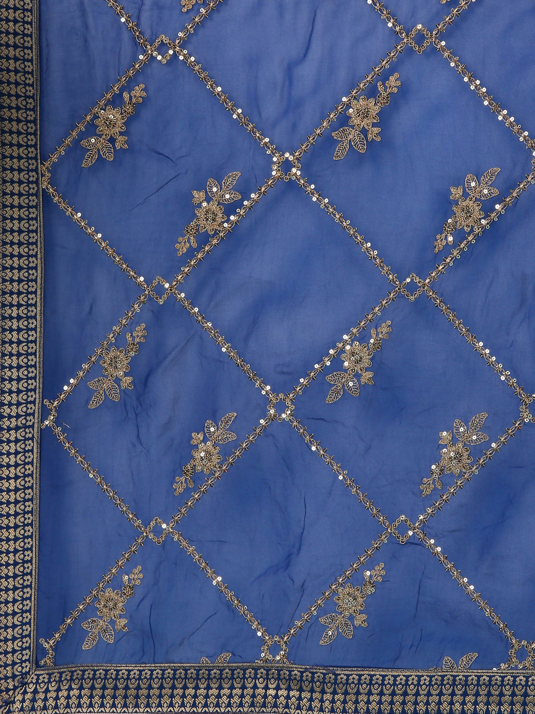 Neerus Blue silk hand embroidered lehenga set - detail view 4