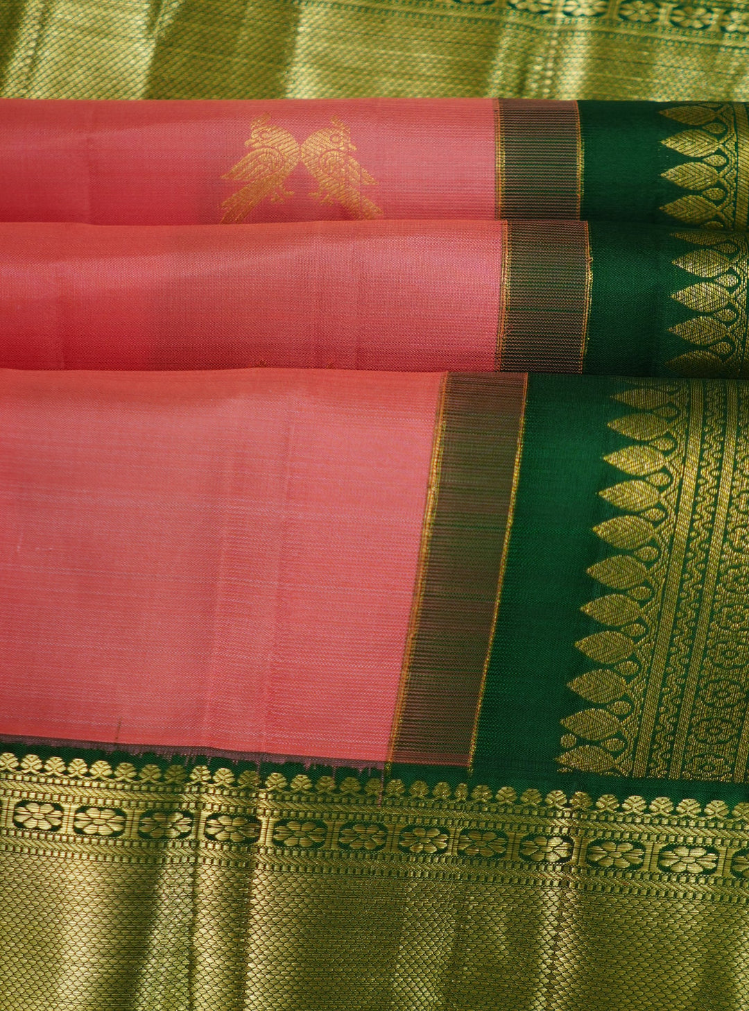 Neerus Pink Pattu Silk woven Kanchi saree - detail view 3