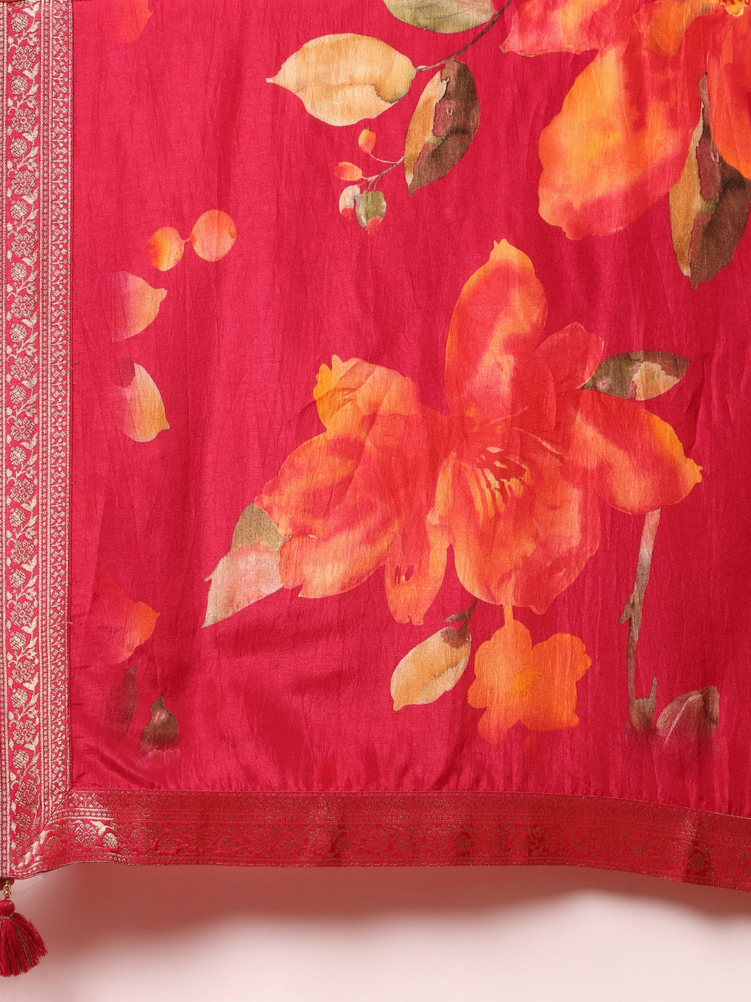 Neerus Pink silk embroidered Anarkali suit set - detail view 4