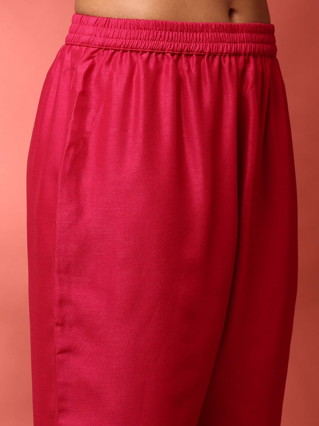 Neerus Pink silk embroidered Anarkali suit set - detail view 3
