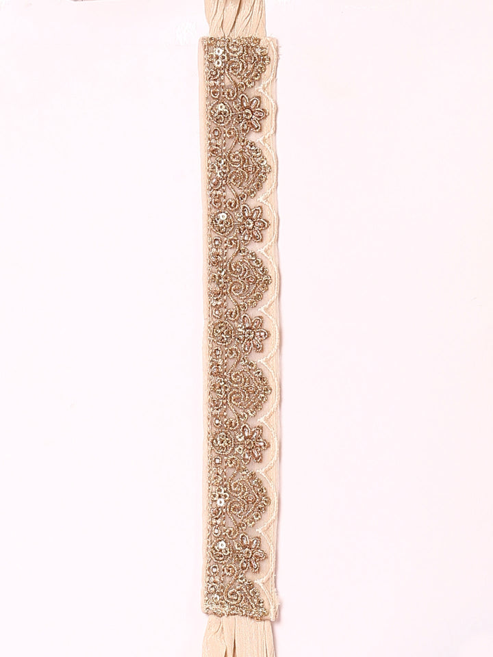 Beige Banaras short kurta and palazoo Three piece set