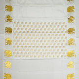 Off White Chapa Silk Gold Zari With Elephant And Unicorn Design