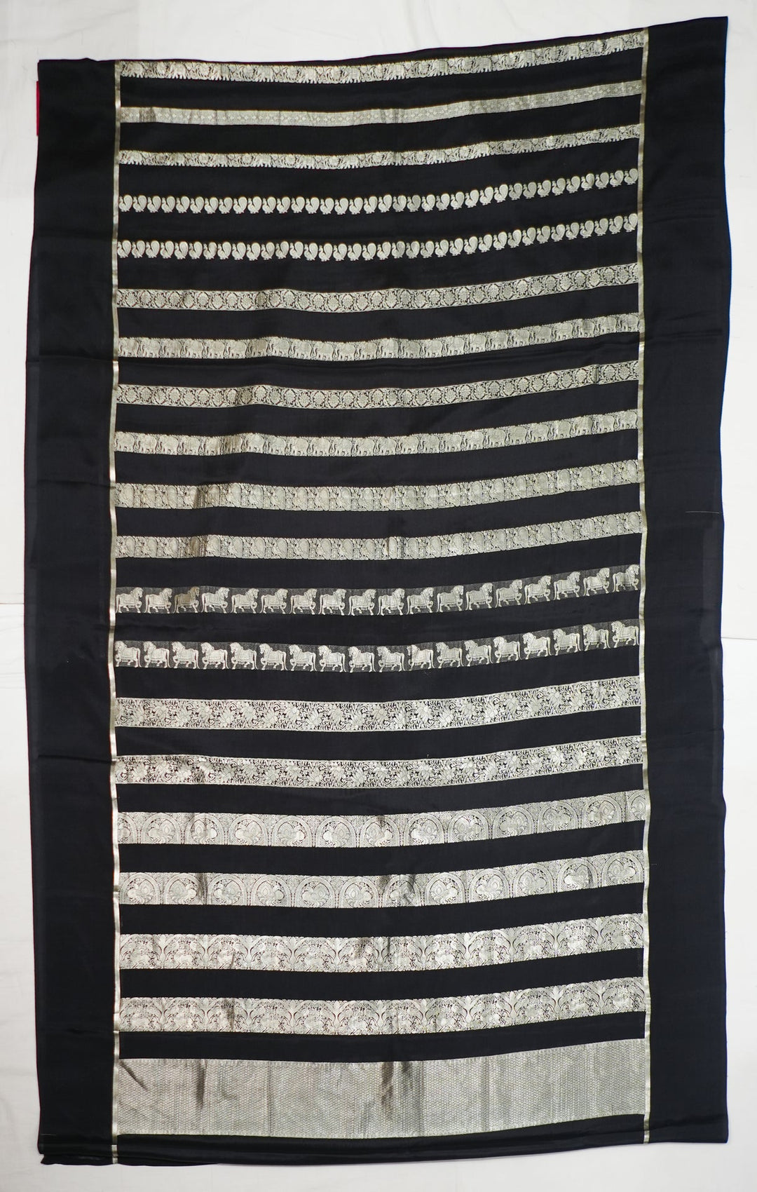 Neerus Black Banarasi woven saree - front view