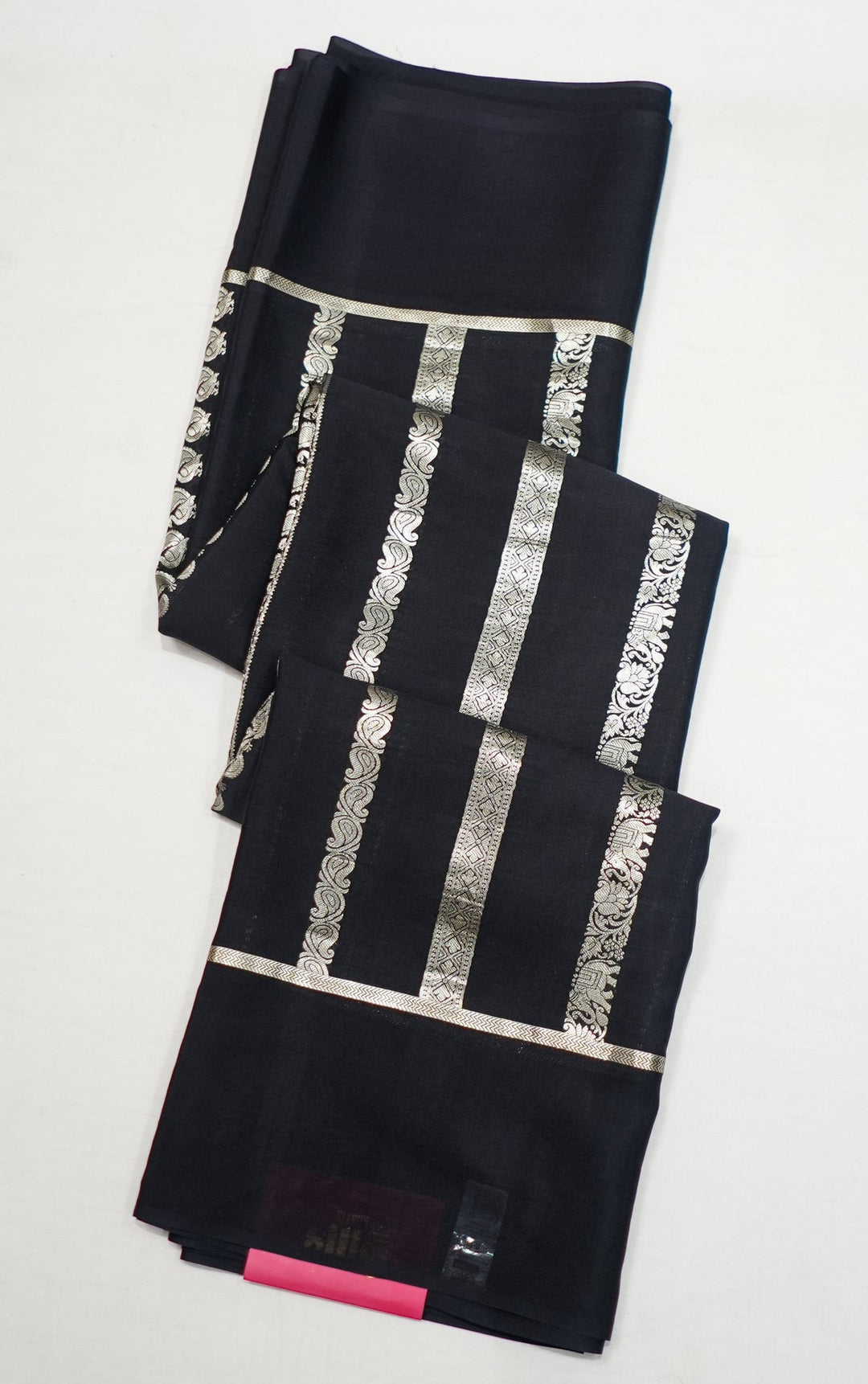 Neerus Black Banarasi woven saree - detail view 2