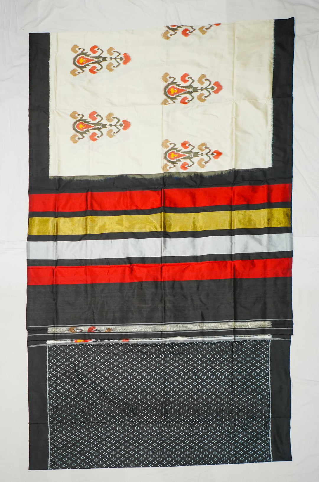 Neerus Beige silk woven patola saree - detail view 1