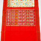 Cream Patola Handloom Saree With Multicolor Border