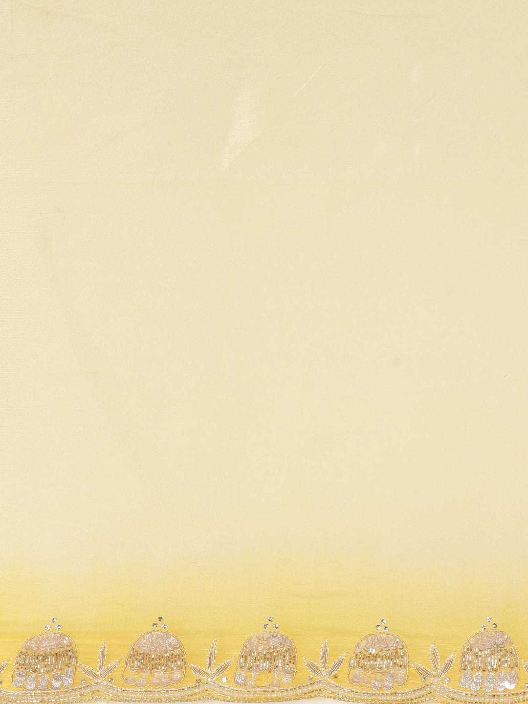 Neerus Yellow silk embellished saree with stone work - detail view 4