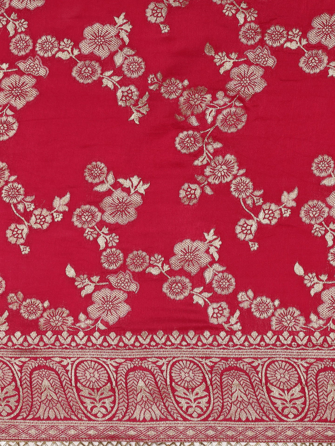 Neerus Pink Banarasi embroidered saree with readymade blouse - detail view 2