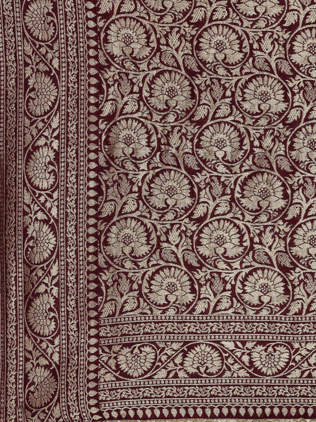 Neerus Purple Banarasi woven saree with embroidered blouse - detail view 2