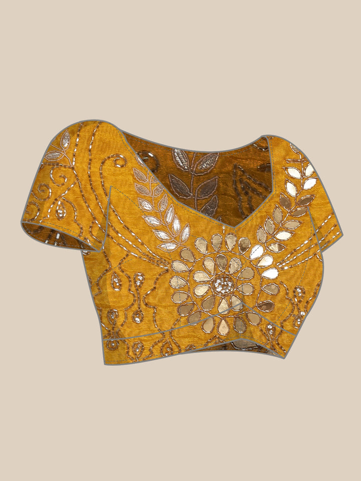 Neerus Purple Banarasi woven saree with embroidered blouse - detail view 3
