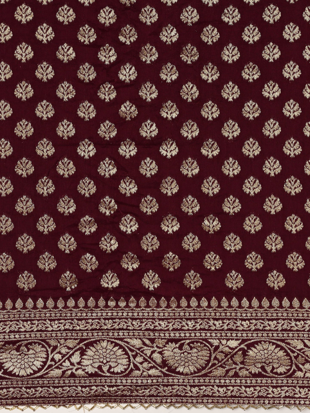 Neerus Purple Banarasi woven saree with embroidered blouse - detail view 4