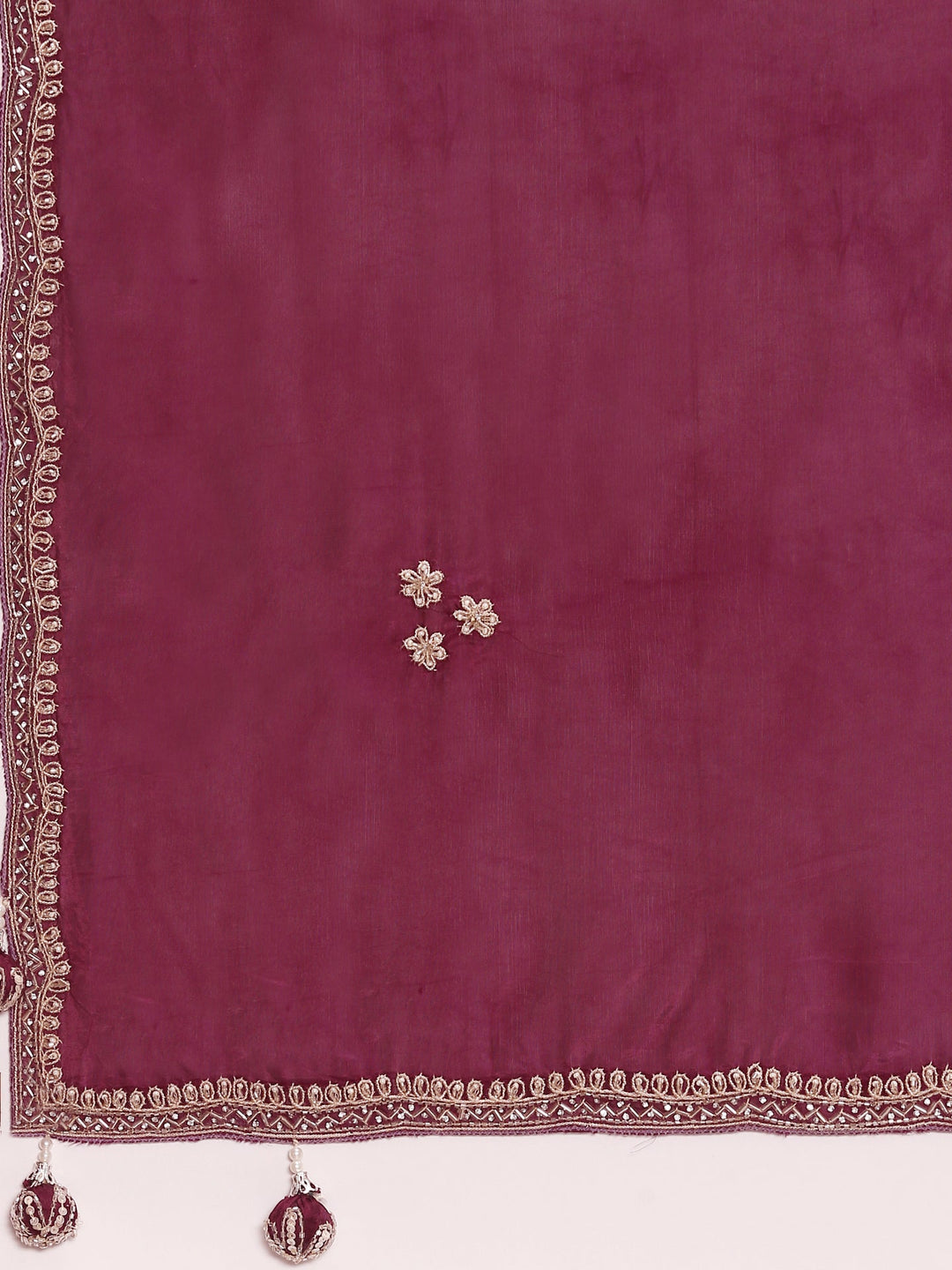 Neerus Purple crepe embroidered saree with blouse - detail view 4