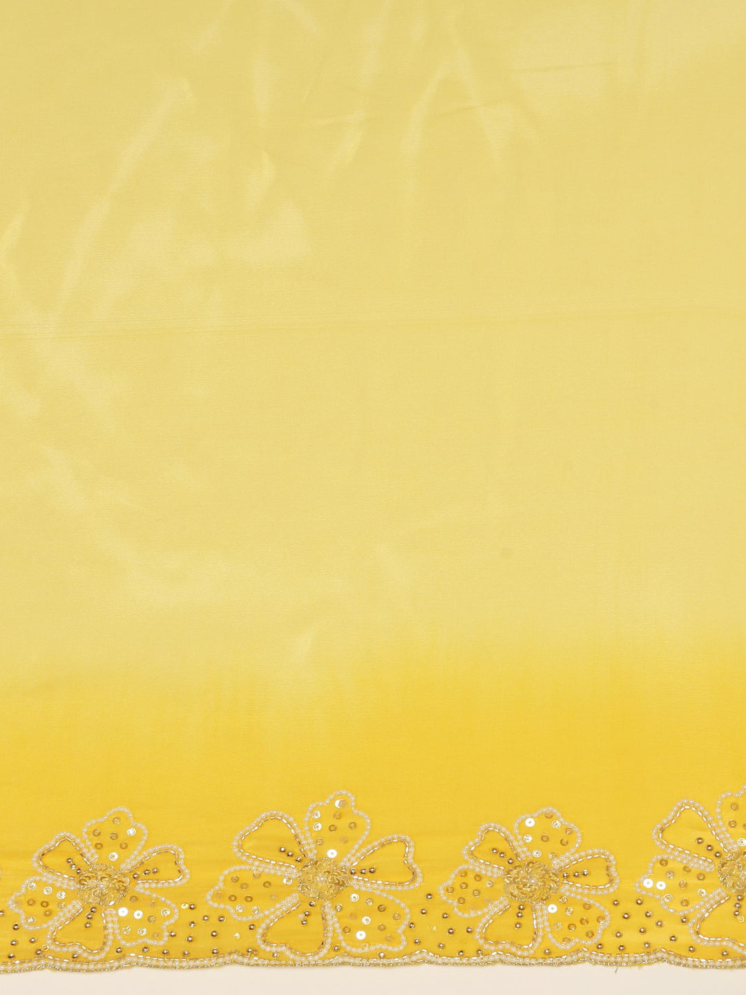 Neerus Yellow silk embellished saree with stone work - detail view 4