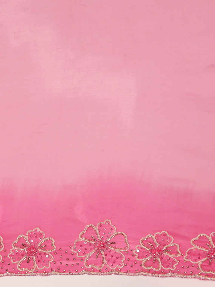 Pink Silk Saree With Stone Work Readymade Blouse