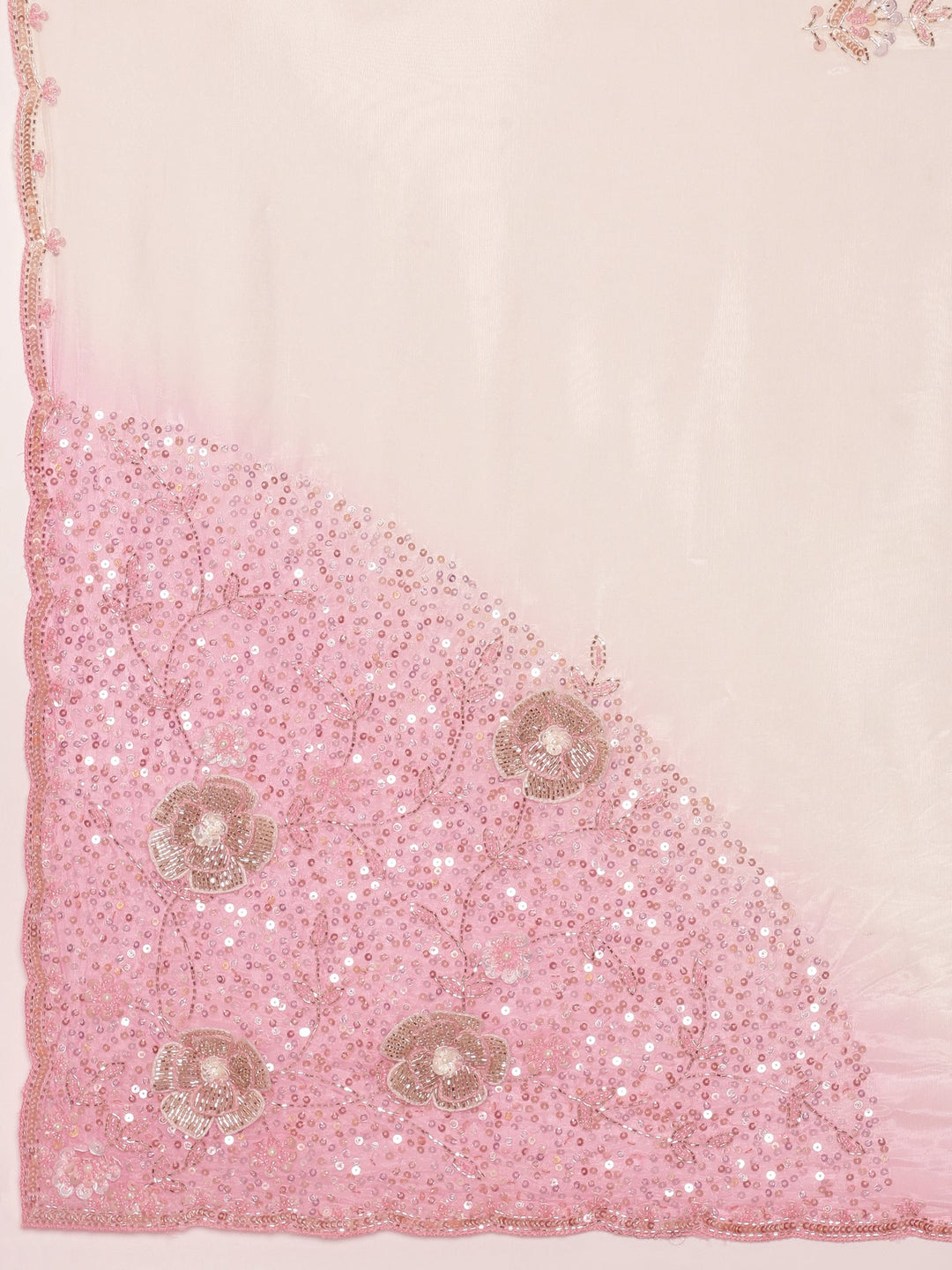 Neerus Pink crepe embellished saree - detail view 2