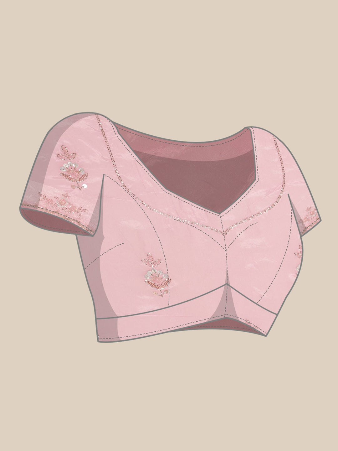 Neerus Pink crepe embellished saree - detail view 3