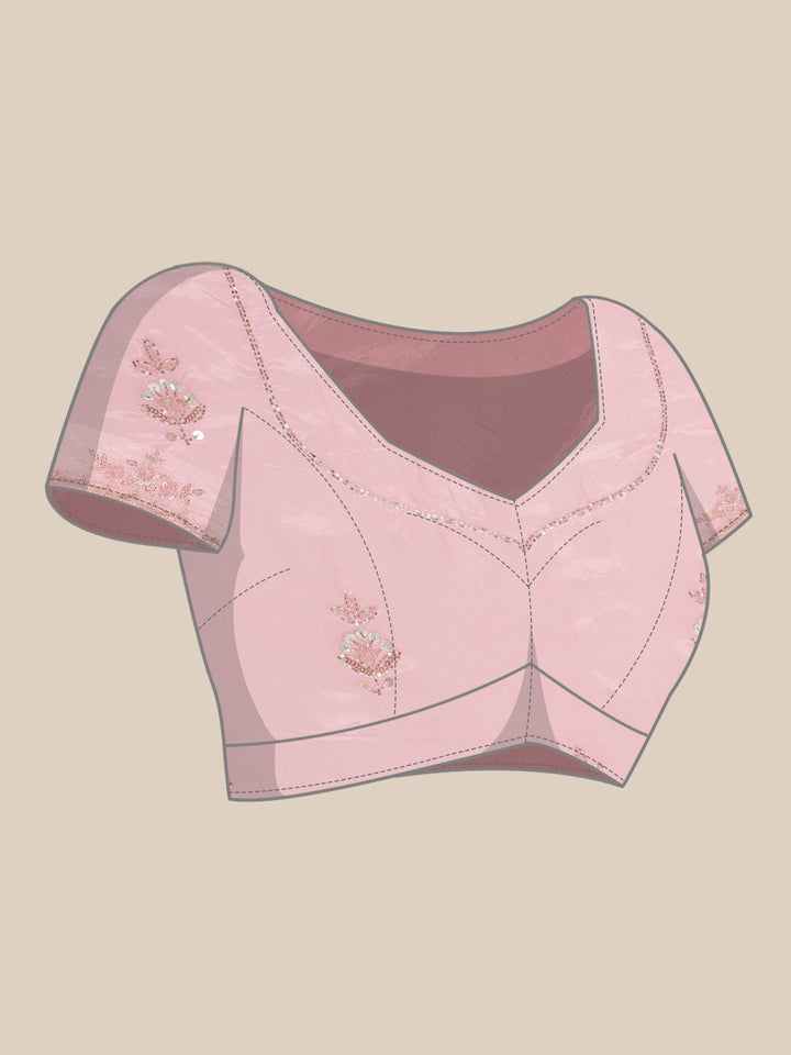 Neerus Pink crepe embellished saree - detail view 3