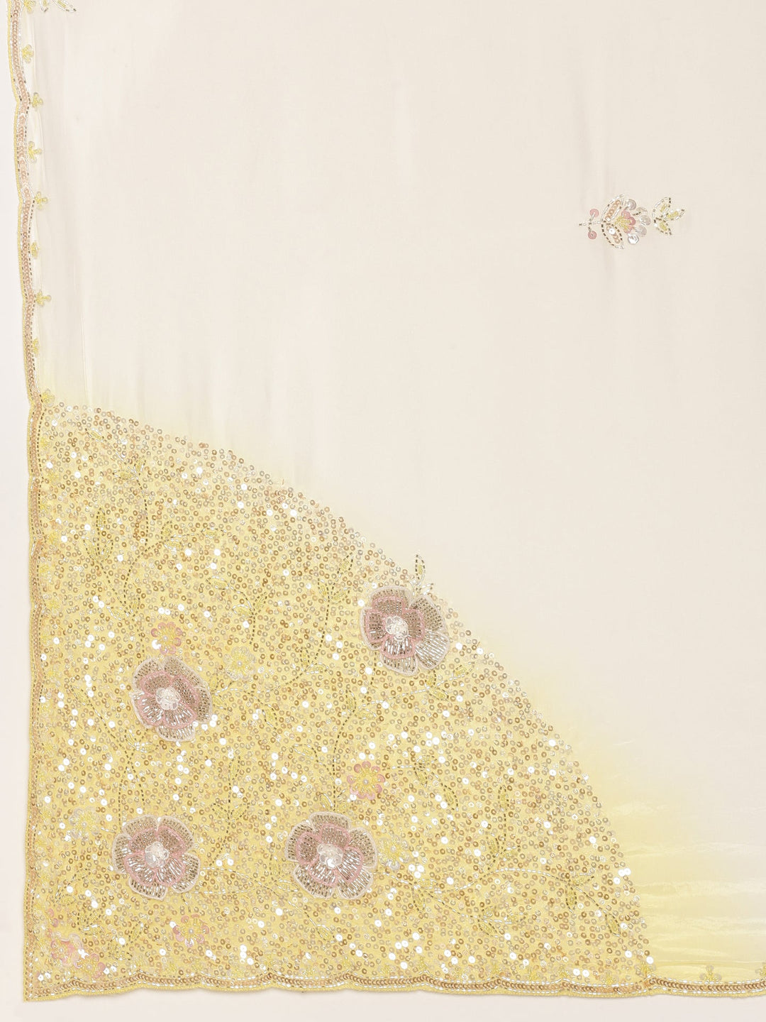 Neerus Yellow crepe embellished saree - detail view 2