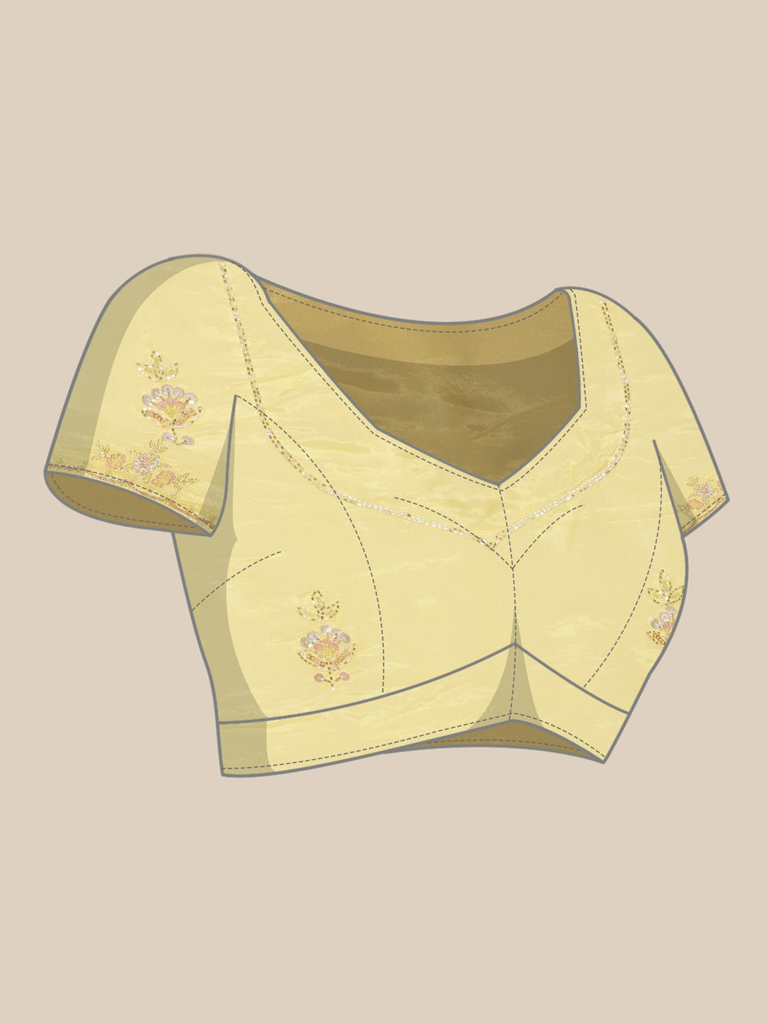 Neerus Yellow crepe embellished saree - detail view 3