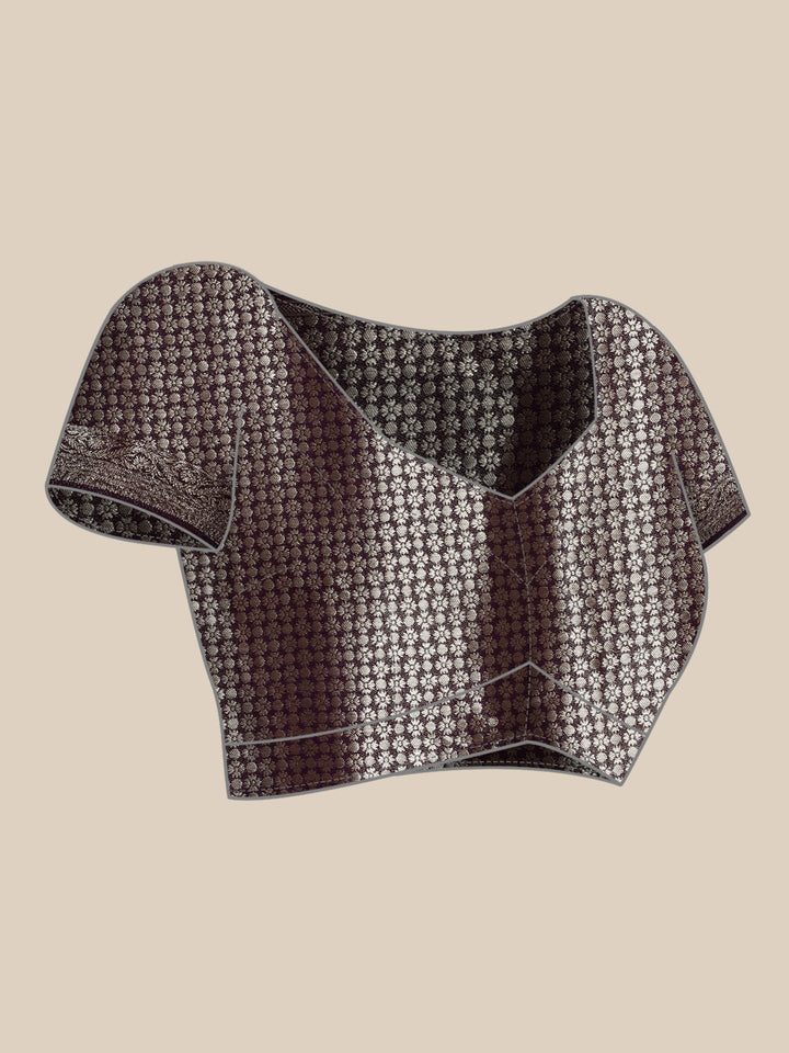 Neerus Purple Banarasi woven saree - detail view 3