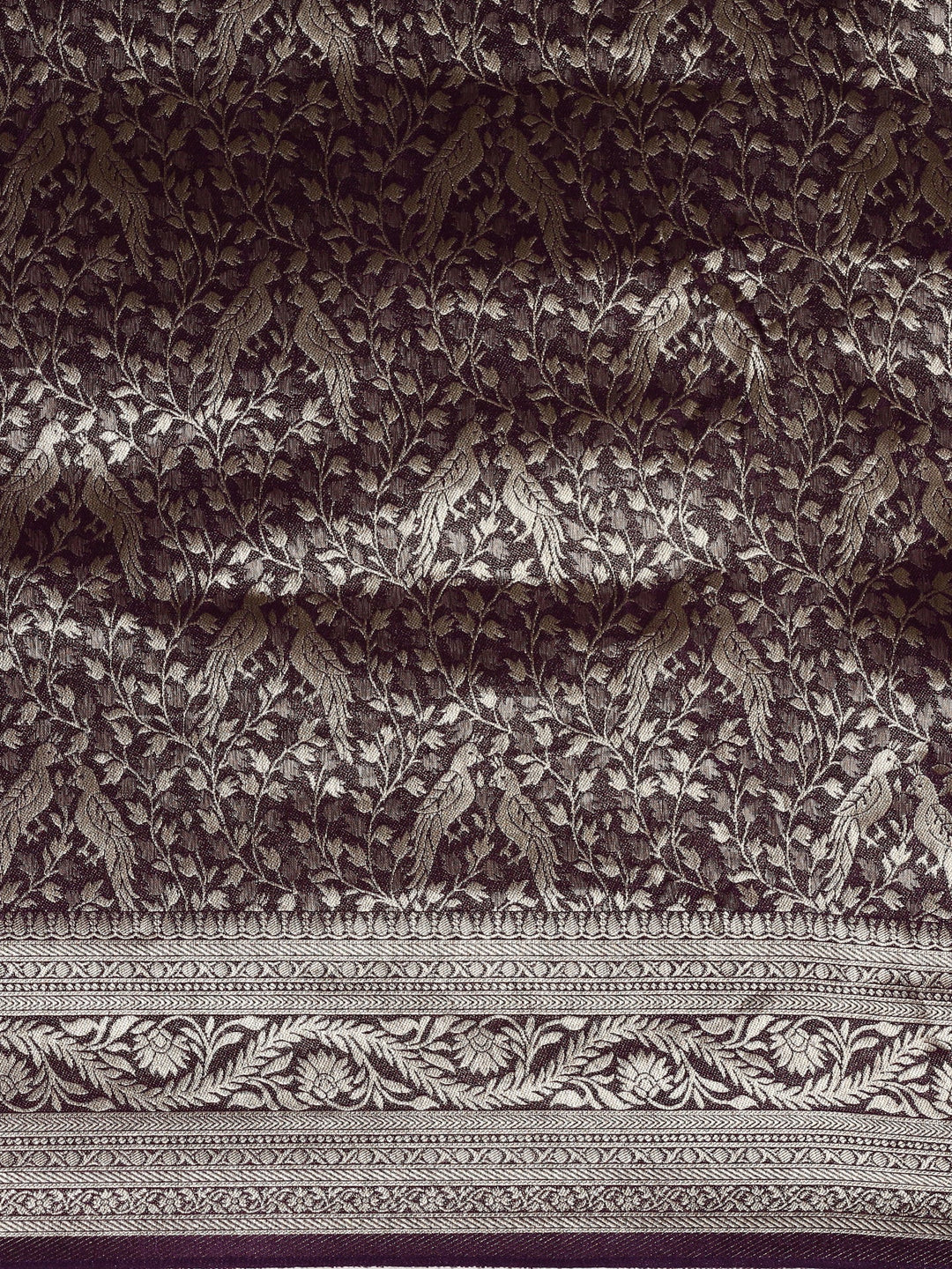 Neerus Purple Banarasi woven saree - detail view 4