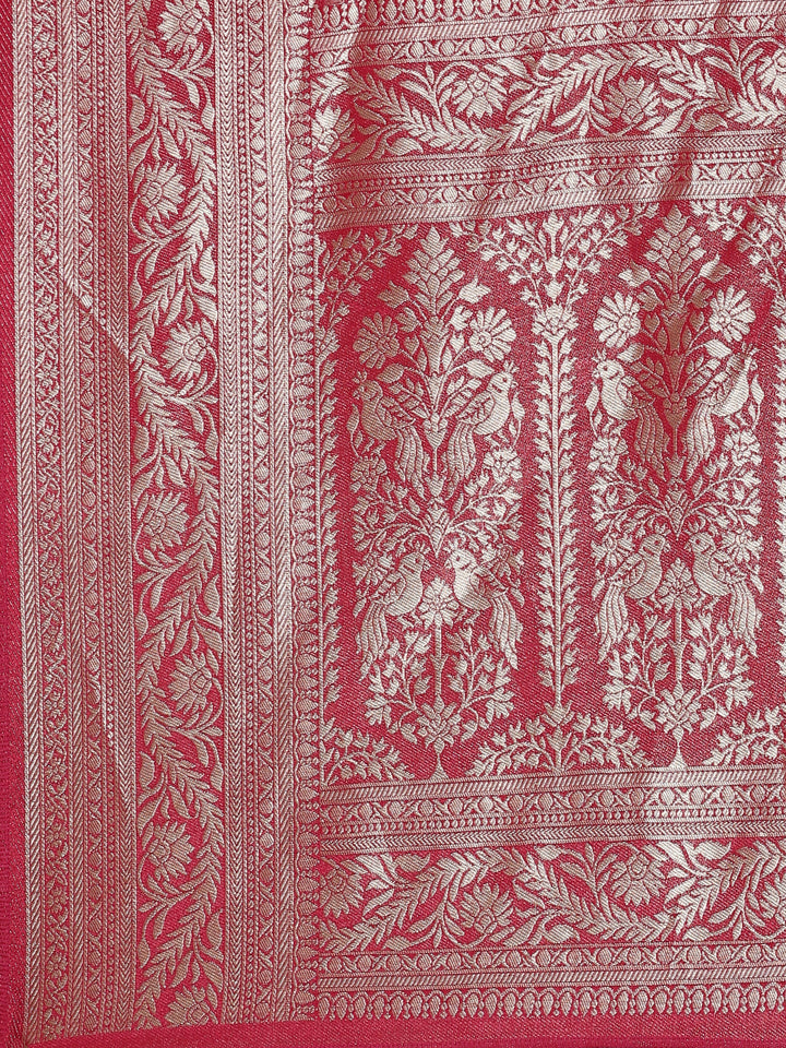 Neerus Pink Banarasi woven saree - detail view 2