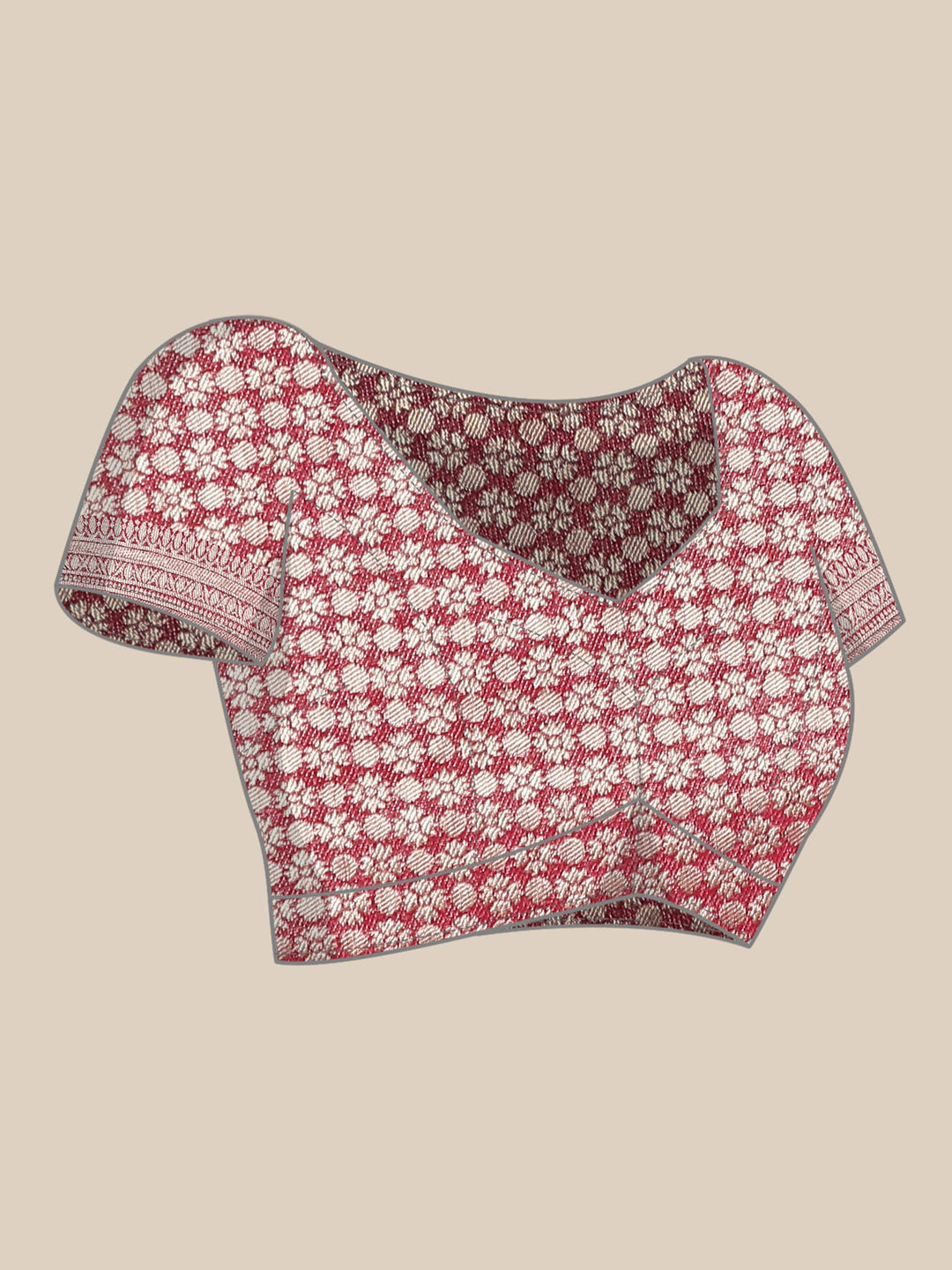 Neerus Pink Banarasi woven saree - detail view 3