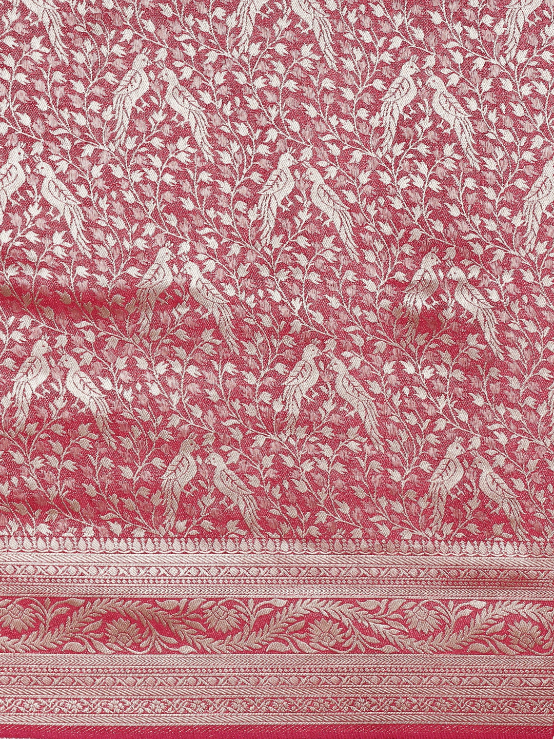 Neerus Pink Banarasi woven saree - detail view 4