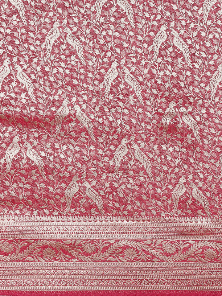 Neerus Pink Banarasi woven saree - detail view 4