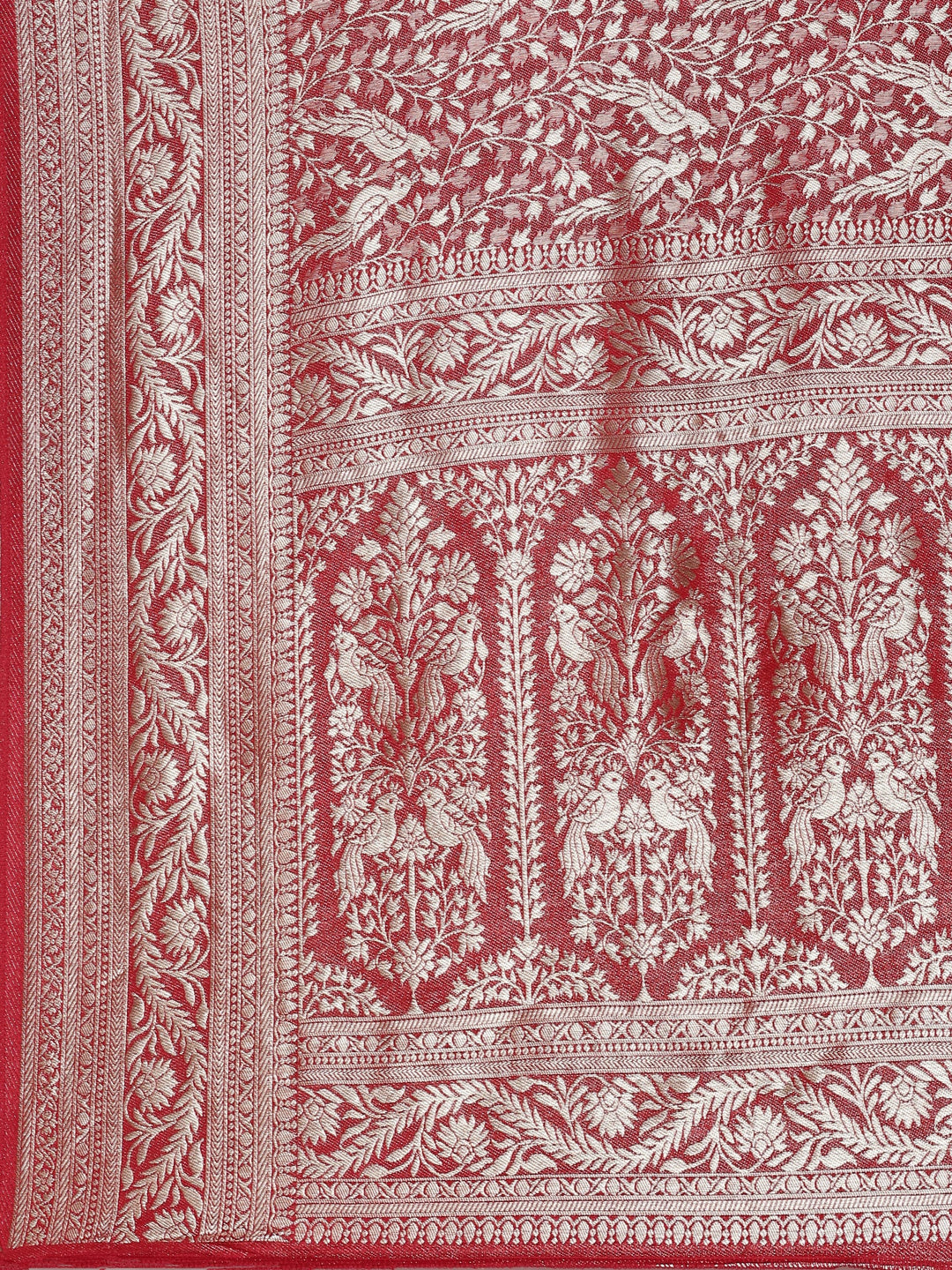 Neerus Red Banarasi woven saree - detail view 2