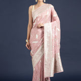 Baby Pink Banaras Weaved Saree