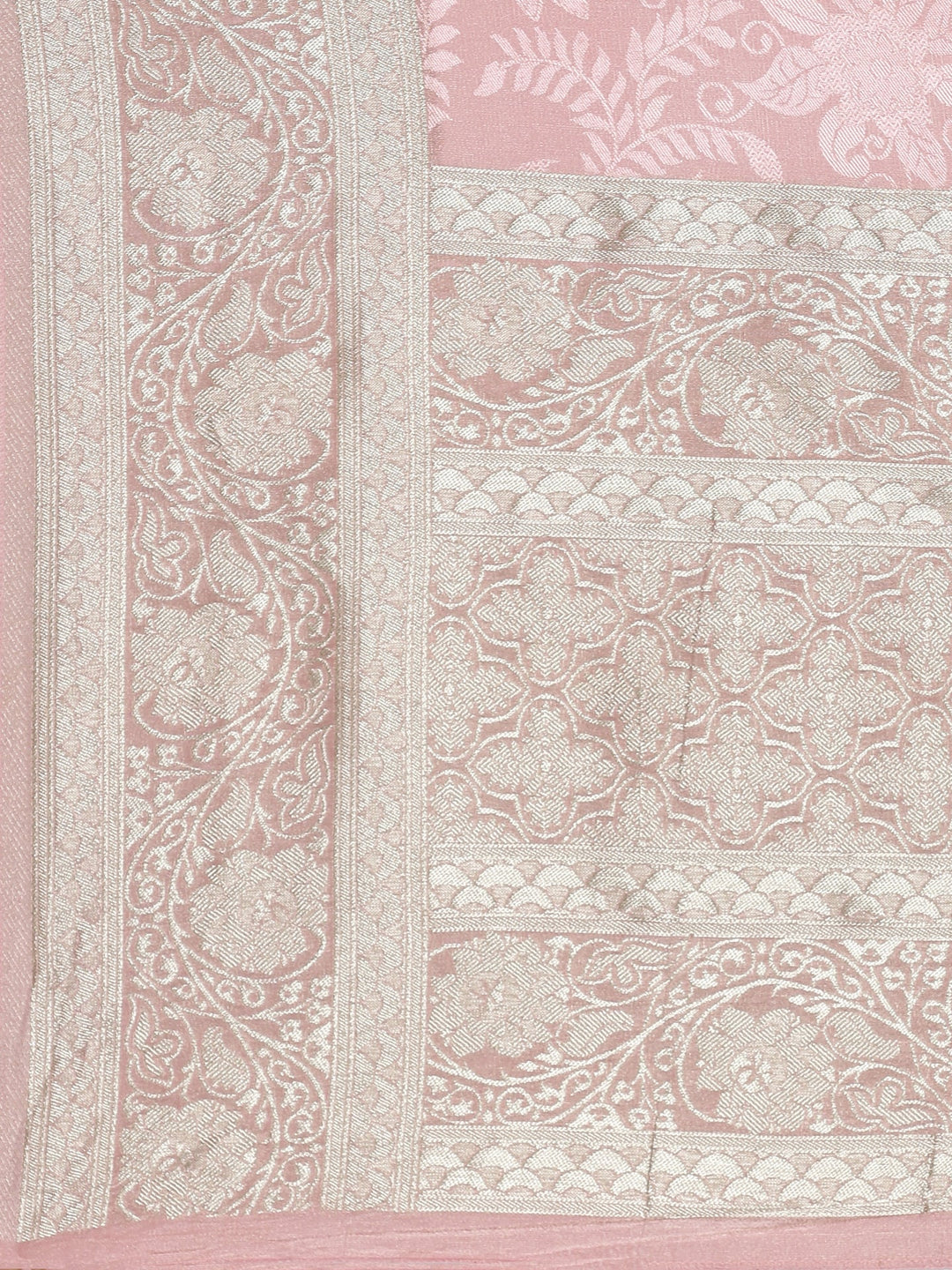 Neerus Pink Banarasi woven saree - detail view 2