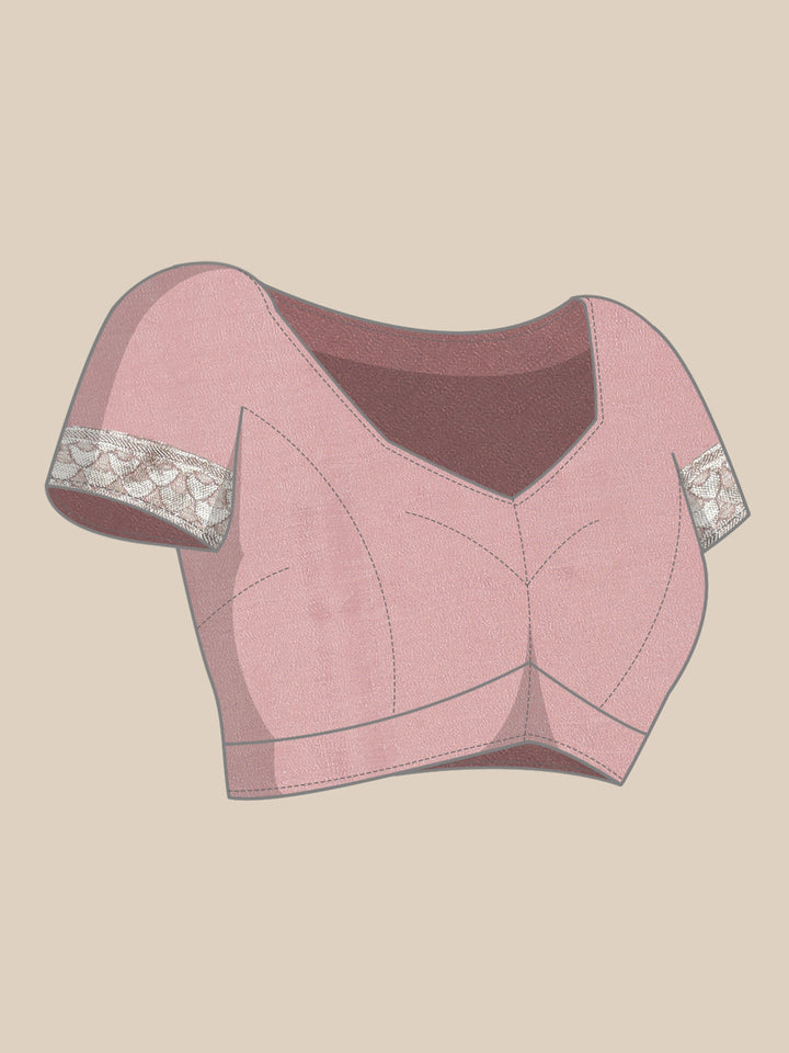 Neerus Pink Banarasi woven saree - detail view 3