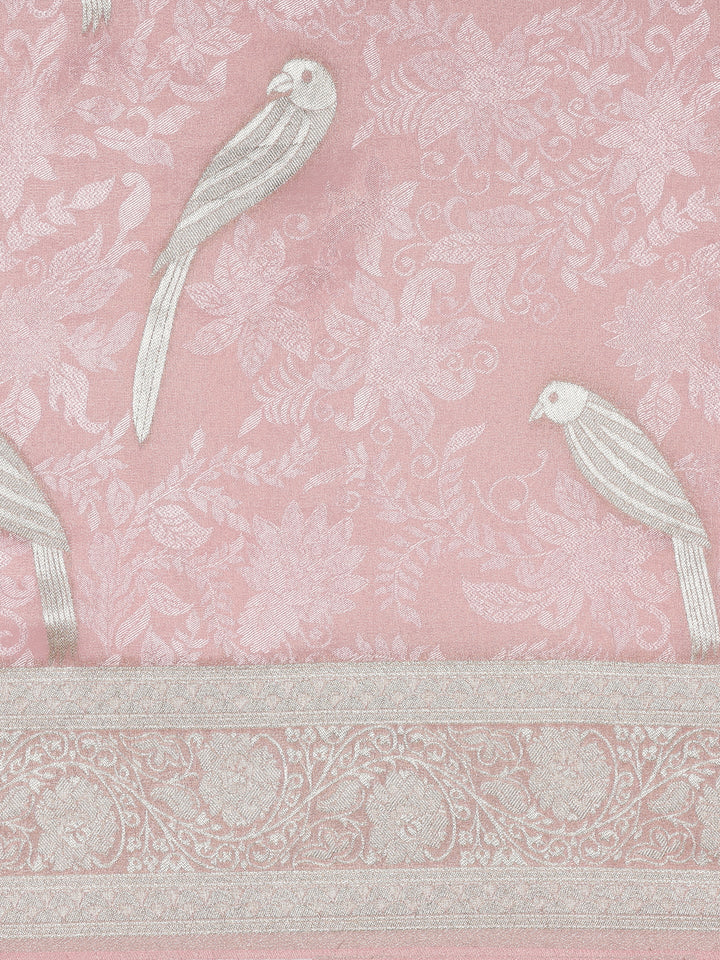 Baby Pink Banaras Weaved Saree