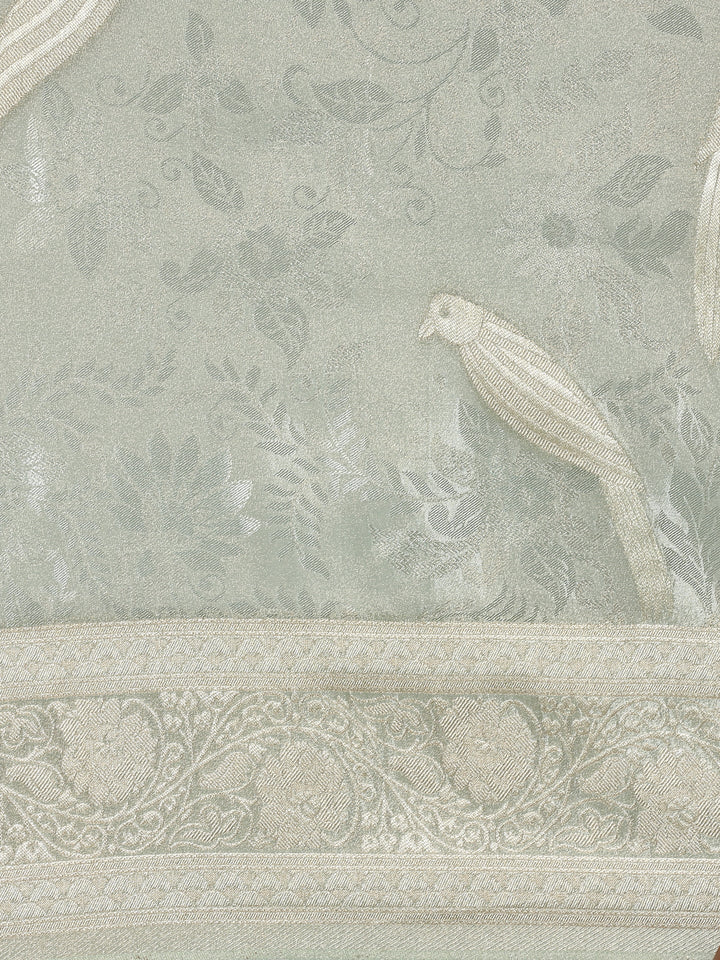 Neerus Blue Banarasi woven saree - detail view 4